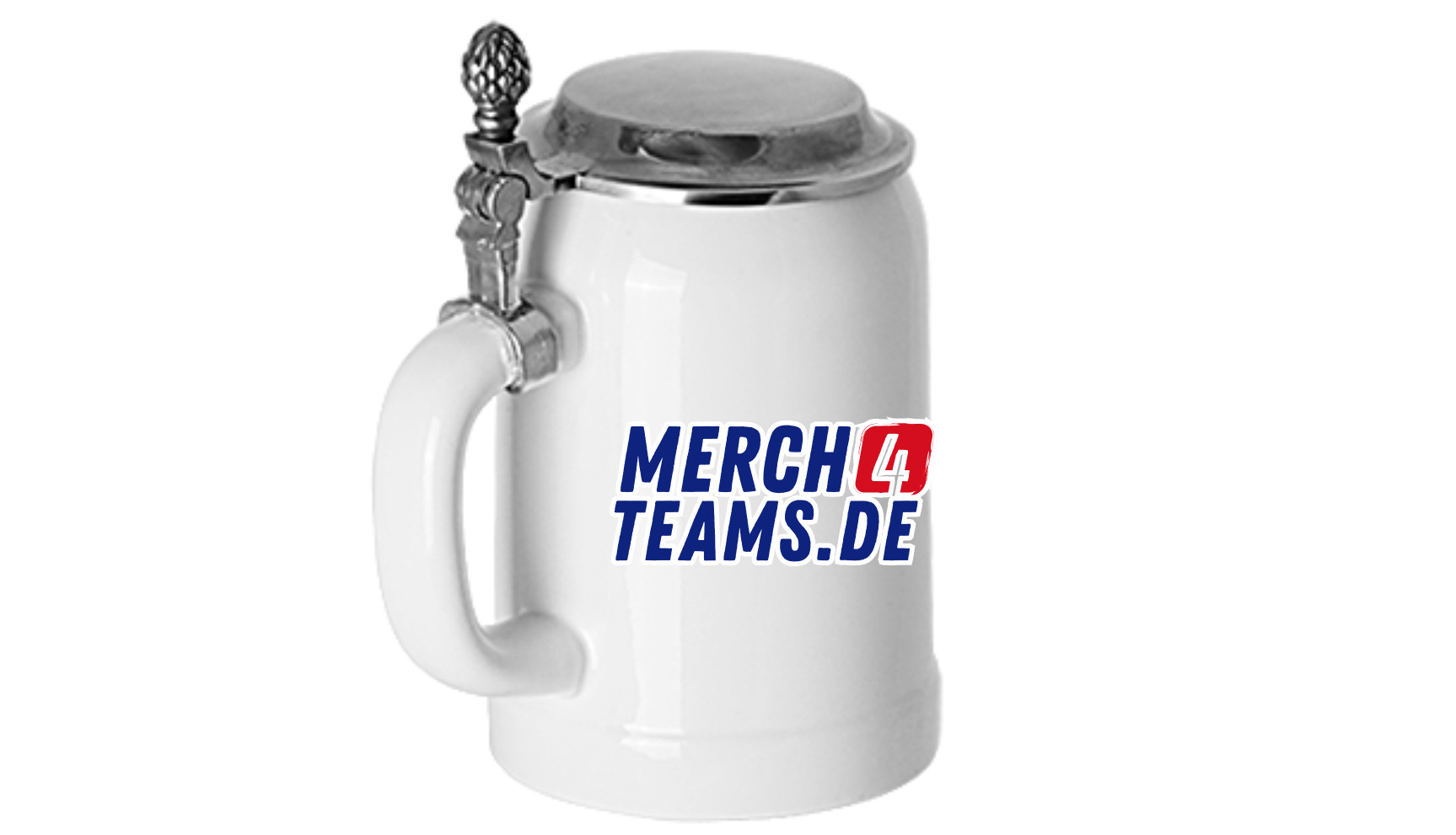 Der Merch4teams Bierkrug mit Zinndeckel   